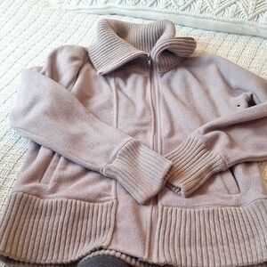 Cozy Taupe Pinkish Zip-Up Fleece Jacket Size L